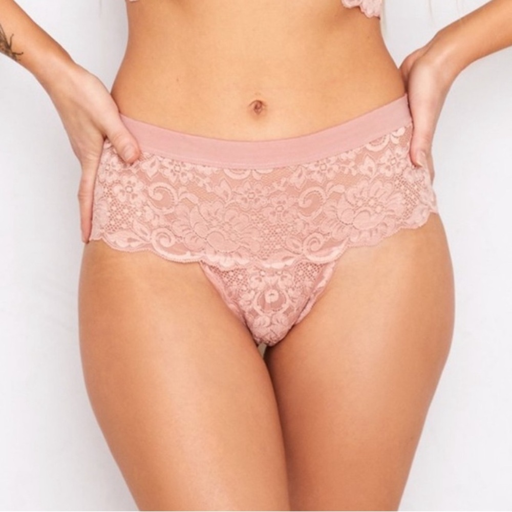 NWT $34 We are HAH (Hot as Hell) Spin me Lace Panty Small Sheer Violet